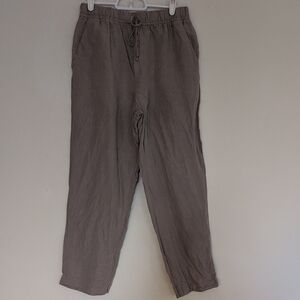 H&M Linen Blend Crop High Waist Casual Pull On Tan Pant - Size S